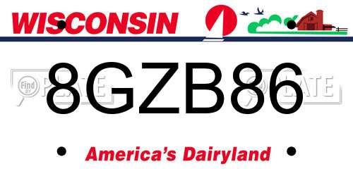 8GZB86 Wisconsin License Plate