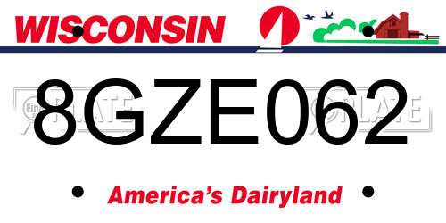 8GZE062 Wisconsin License Plate