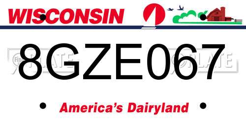 8GZE067 Wisconsin License Plate