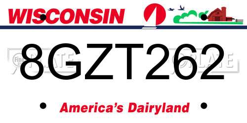 8GZT262 Wisconsin License Plate