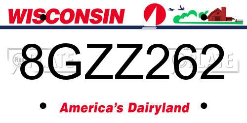 8GZZ262 Wisconsin License Plate