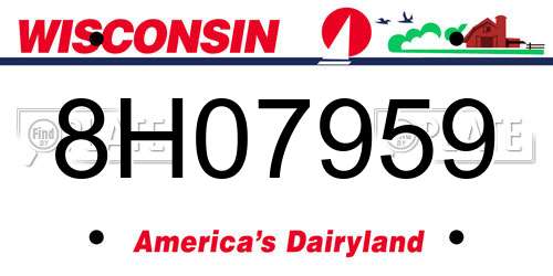 8H07959 Wisconsin License Plate