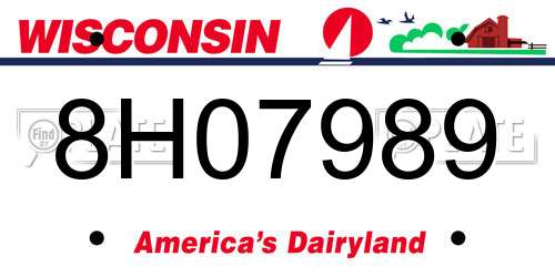 8H07989 Wisconsin License Plate