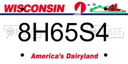 8H65S4 Wisconsin License Plate