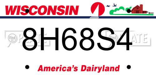 8H68S4 Wisconsin License Plate