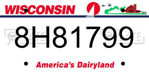 8H81799 Wisconsin License Plate