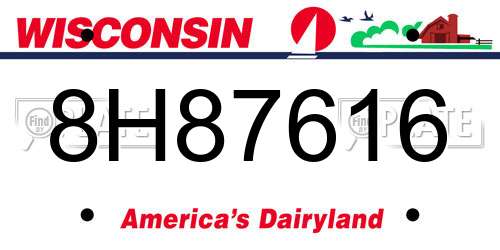 8H87616 Wisconsin License Plate