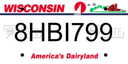 8HBI799 Wisconsin License Plate