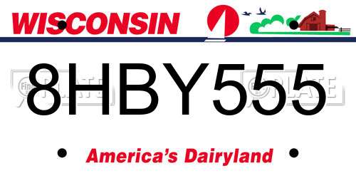 8HBY555 Wisconsin License Plate