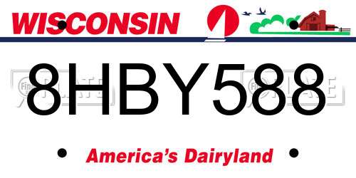 8HBY588 Wisconsin License Plate