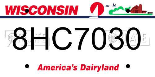 8HC7030 Wisconsin License Plate