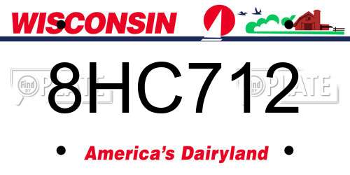 8HC712 Wisconsin License Plate