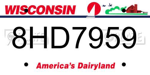 8HD7959 Wisconsin License Plate