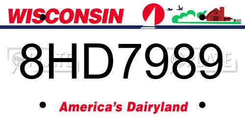 8HD7989 Wisconsin License Plate
