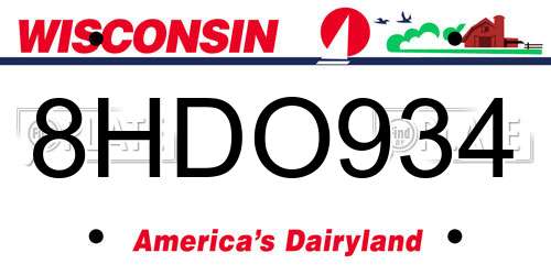 8HDO934 Wisconsin License Plate