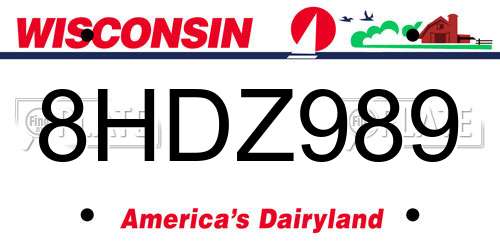 8HDZ989 Wisconsin License Plate