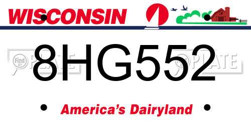 8HG552 Wisconsin License Plate