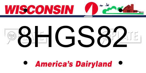 8HGS82 Wisconsin License Plate