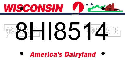 8HI8514 Wisconsin License Plate