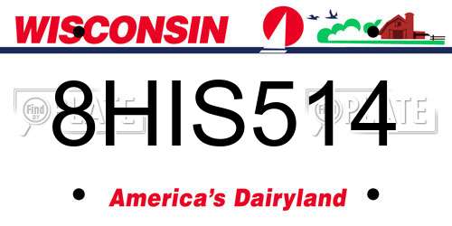 8HIS514 Wisconsin License Plate