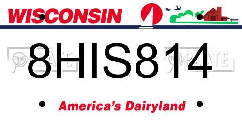 8HIS814 Wisconsin License Plate
