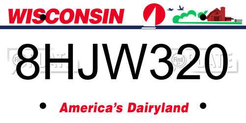8HJW320 Wisconsin License Plate