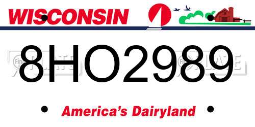 8HO2989 Wisconsin License Plate