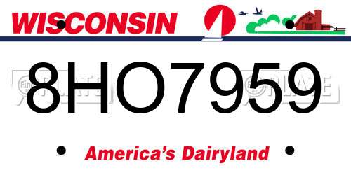 8HO7959 Wisconsin License Plate