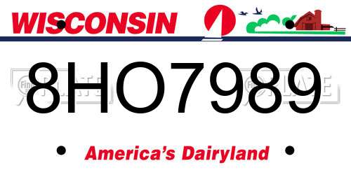 8HO7989 Wisconsin License Plate