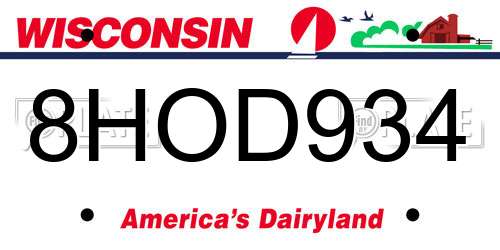 8HOD934 Wisconsin License Plate