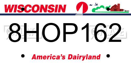 8HOP162 Wisconsin License Plate