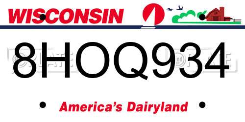 8HOQ934 Wisconsin License Plate