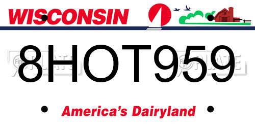 8HOT959 Wisconsin License Plate