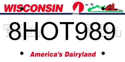 8HOT989 Wisconsin License Plate