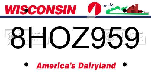 8HOZ959 Wisconsin License Plate