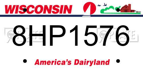 8HP1576 Wisconsin License Plate