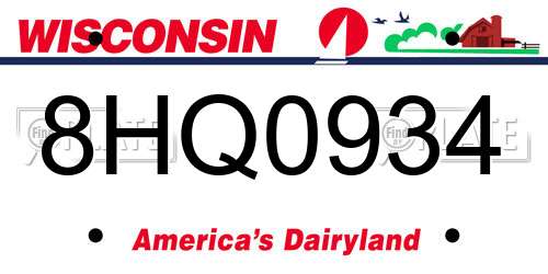 8HQ0934 Wisconsin License Plate