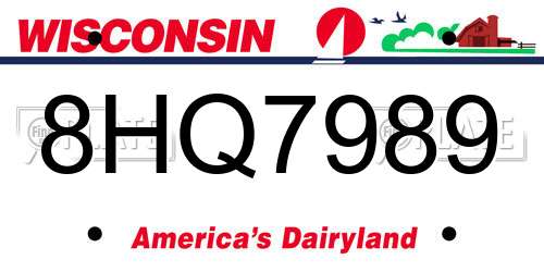 8HQ7989 Wisconsin License Plate