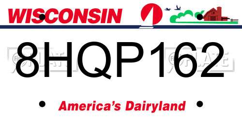 8HQP162 Wisconsin License Plate