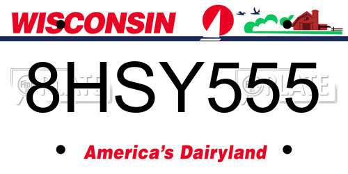 8HSY555 Wisconsin License Plate