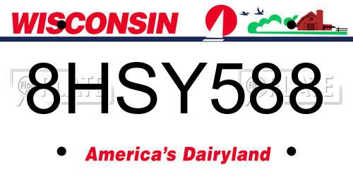 8HSY588 Wisconsin License Plate