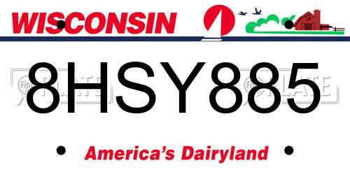 8HSY885 Wisconsin License Plate