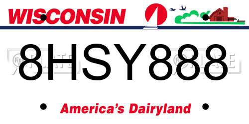 8HSY888 Wisconsin License Plate