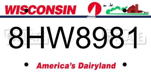 8HW8981 Wisconsin License Plate