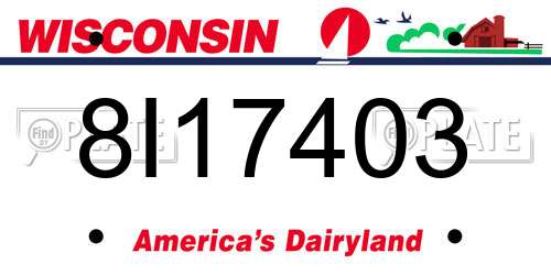 8I17403 Wisconsin License Plate