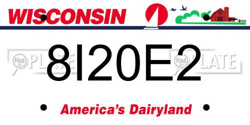 8I20E2 Wisconsin License Plate