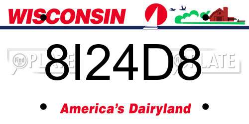 8I24D8 Wisconsin License Plate