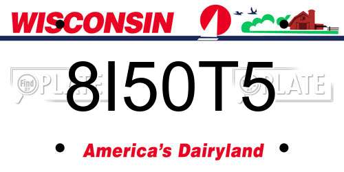 8I50T5 Wisconsin License Plate
