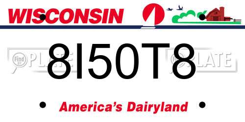 8I50T8 Wisconsin License Plate