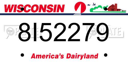 8I52279 Wisconsin License Plate